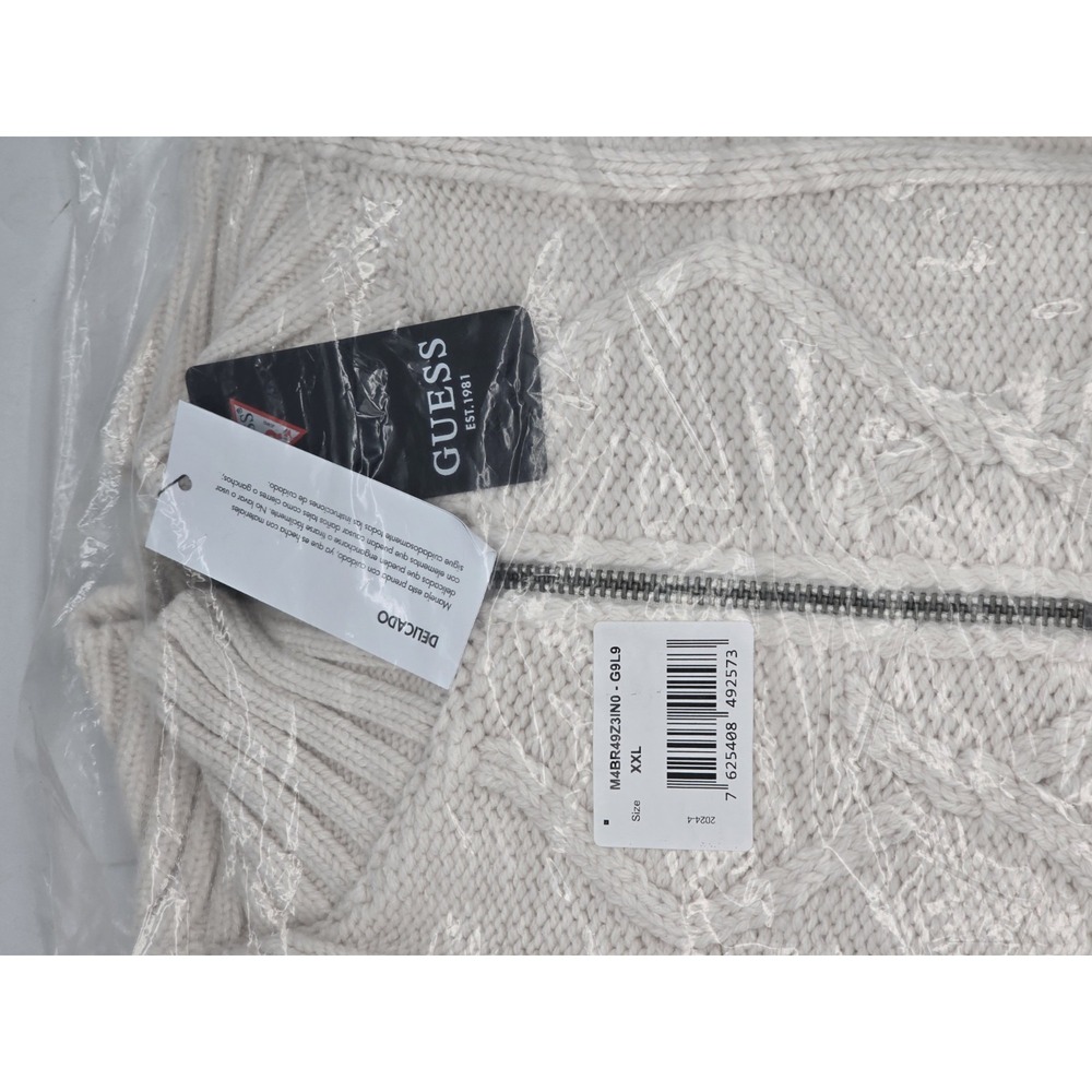 GUESS Mens Long Sleeve‎ Diamond Cable Half Zip Knit Sweater Yarn Blend Sz XXL - Picture 6 of 13